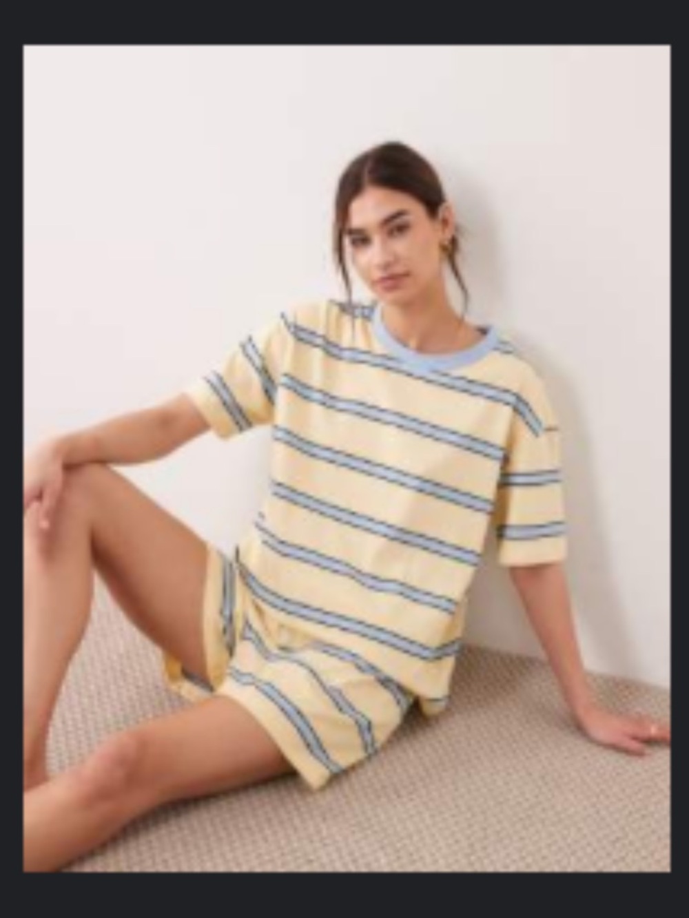 ASOS oversized tee and shorts set in stripes